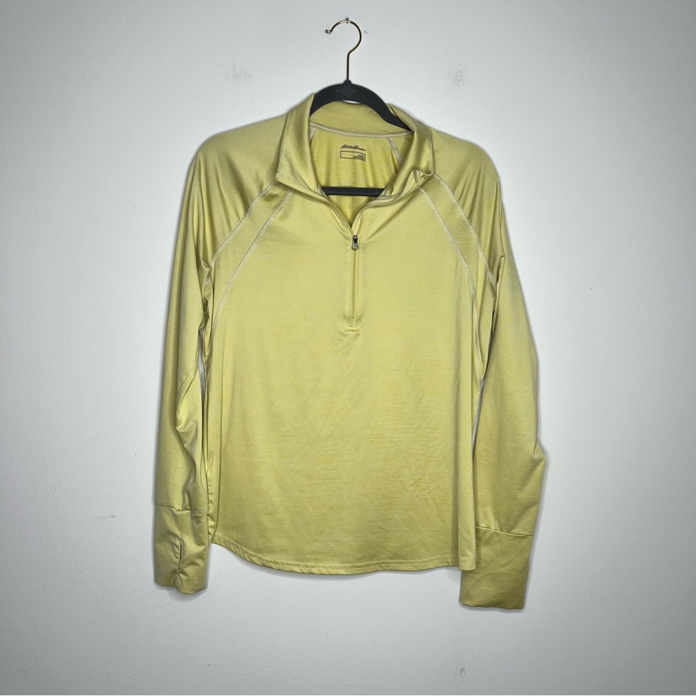 Eddie Bauer Size Large Yellow Quarter Zip Long Sleeve Activewear Top
